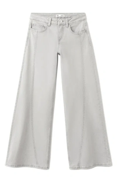 Mango Teen Low Waist Wide Leg Jeans In Gray