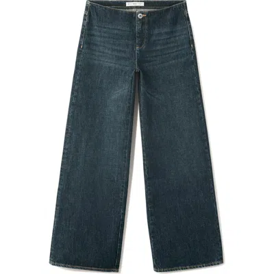 Mango Teen Low Waist Wide Leg Jeans In Blue