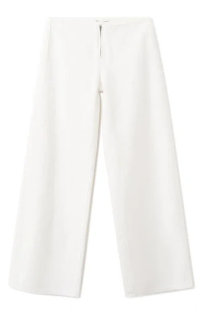 Mango Teen Low Waist Wide Leg Jeans In White