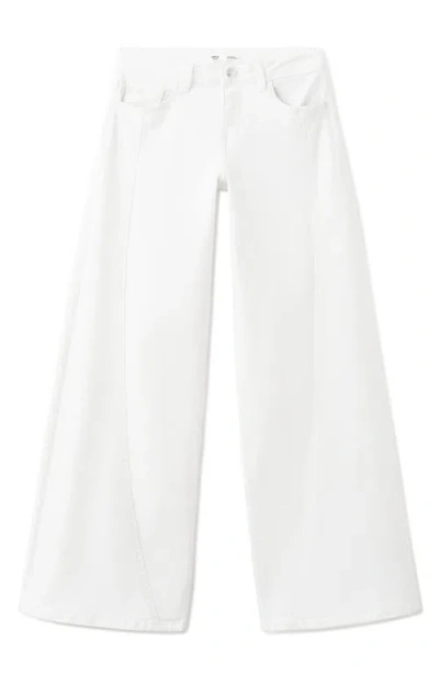 Mango Teen Low Waist Wide Leg Jeans In White