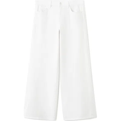 Mango Teen Low Waist Wide Leg Jeans In White