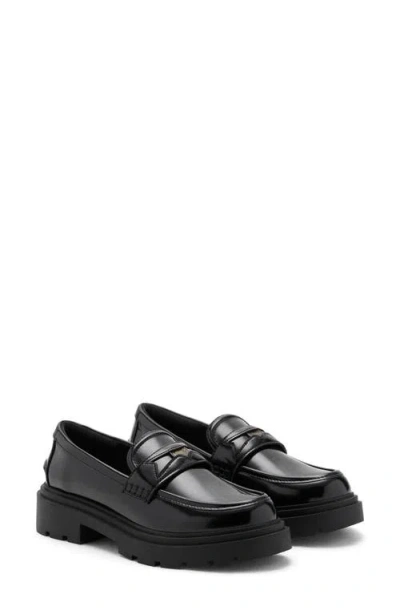 Mango Teen Lug Sole Penny Loafer In Black