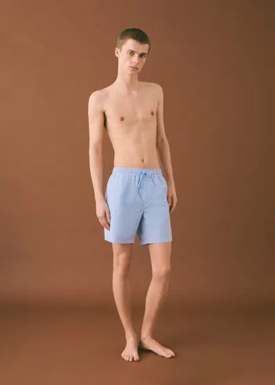 Mango Teen Striped Drawstring Swimsuit Blue In Bleu