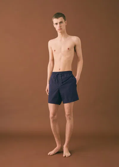 Mango Teen Textured Lace Swimsuit Indigo Blue In Bleu Indigo