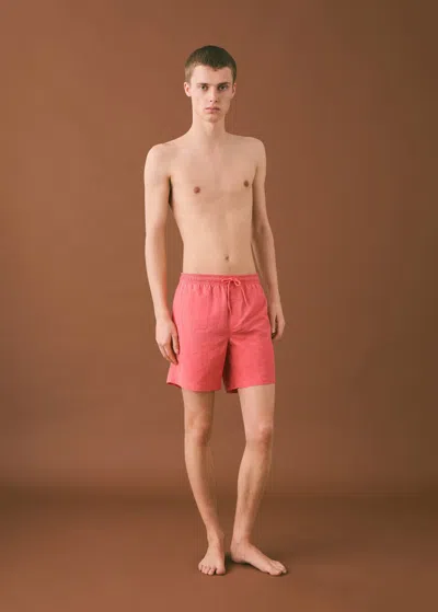 Mango Teen Textured Lace Swimsuit Red In Rouge