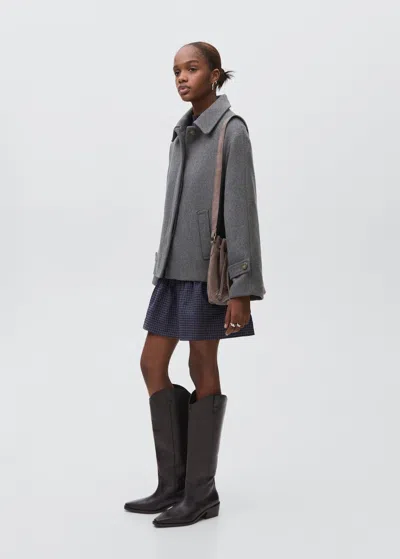 Mango Teen Manteau Drap De Laine Gris - Fille - Xs -  In Gray