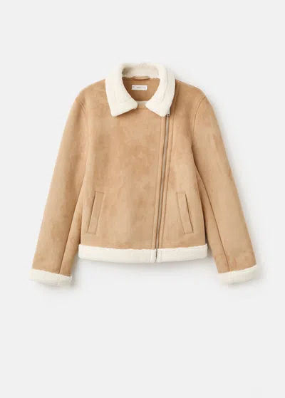 Mango Teen Sheepskin Coat Medium Brown In Neutral