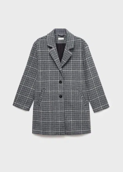 Mango Teen Manteau Long À Carreaux Bleu Ciel - Fille - Xl -  In Blue