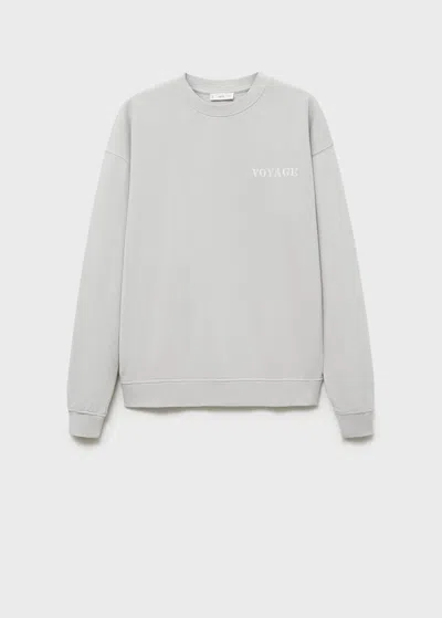Mango Teen Message Cotton Sweatshirt Grey