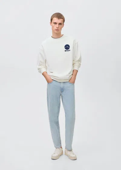 Mango Teen Message Cotton Sweatshirt Off White