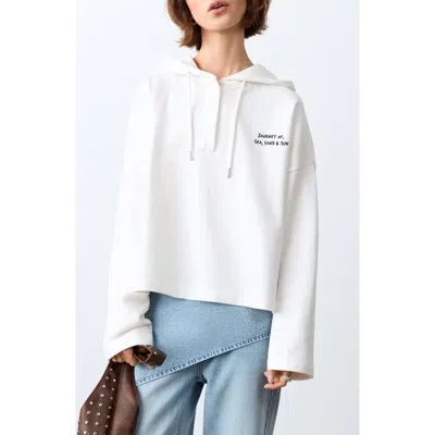 Mango Teen Message Graphic Cotton Hoodie In White
