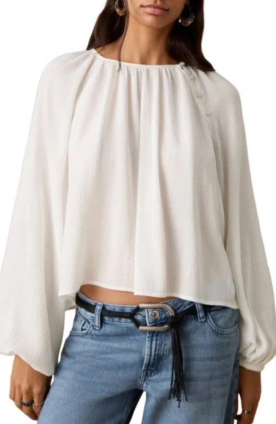 Mango Teen Metallic Raglan Sleeve Top In White