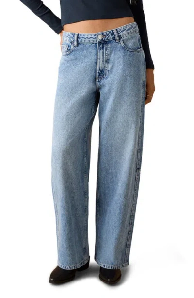 Mango Teen Mid Rise Balloon Jeans In Blue