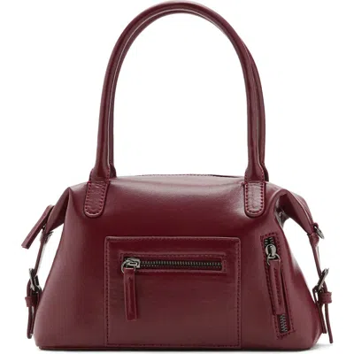 Mango Teen Mini Structured Faux Leather Top Handle Bag In Burgundy