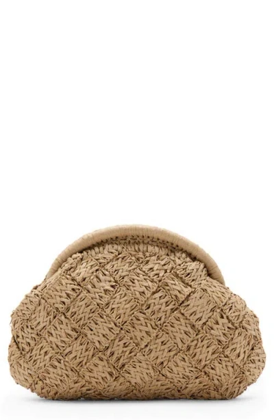 Mango Teen Natural Fiber Frame Clutch In Sand