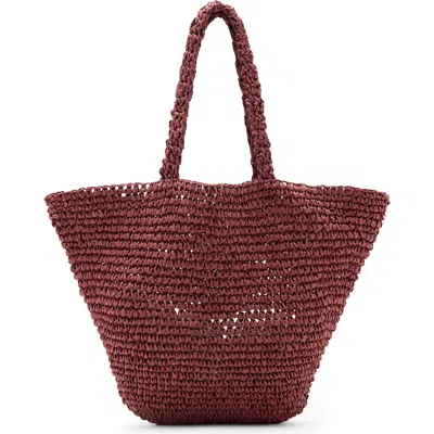 Mango Teen Natural Fiber Tote In Burgundy