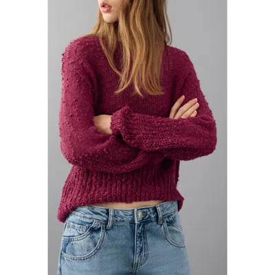 Mango Teen Nubby Oversize Cotton Blend Sweater In Red
