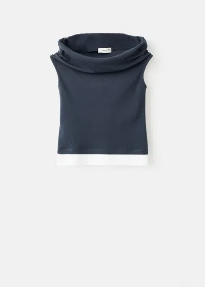 Mango Teen Off-shoulder Top Navy In Blue
