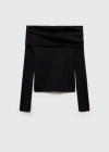 Mango Teen Off Shoulders Sweater Black