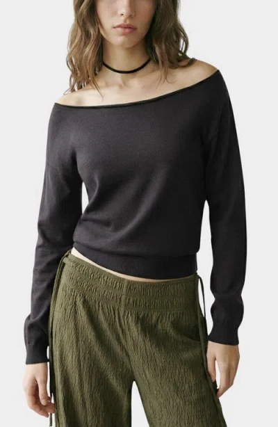 Mango Teen Off The Shoulder Sweater In Black