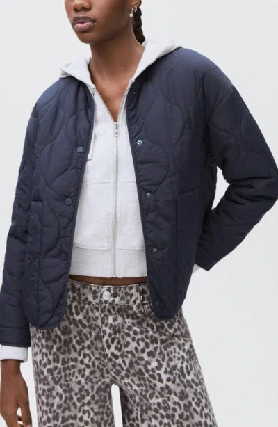 Mango Teen Onion Quilted Puffer Jacket In Blue
