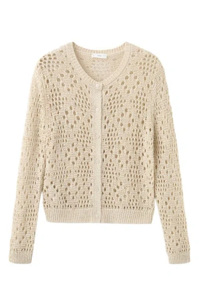 Mango Teen Open Stitch Cardigan In Brown