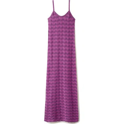 Mango Teen Openwork Diamond Knit Dress In Purple