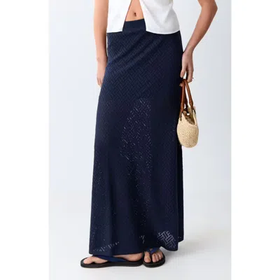 Mango Teen Openwork Knit Skirt In Blue