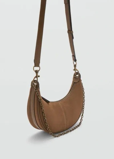 Mango Teen Oval Leather Bag Medium Brown