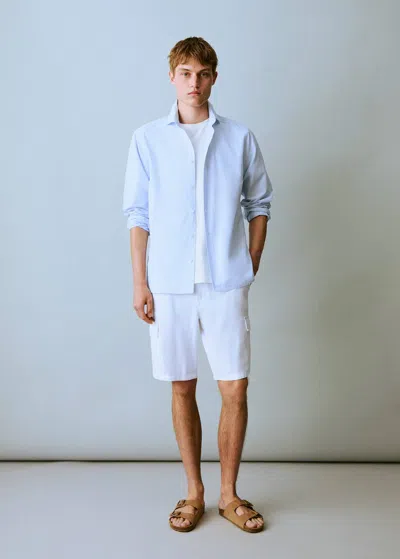 Mango Teen Oxford Cotton Shirt Sky Blue