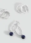 Mango Teen Pack Of 3 Combined Earrings Silver In Silver