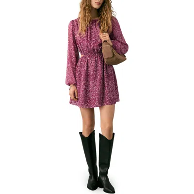 Mango Teen Paisley Cutout Long Sleeve Dress In Purple