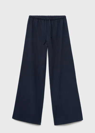 Mango Teen Organic Cotton Trousers Navy