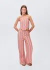 Mango Teen Stripe-print Straight Trousers Navy In Navy