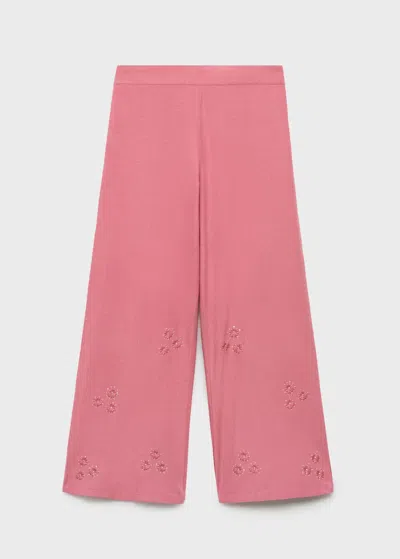 Mango Teen Pantalon Style Jupe-culotte Broderie Rose - Fille - S -