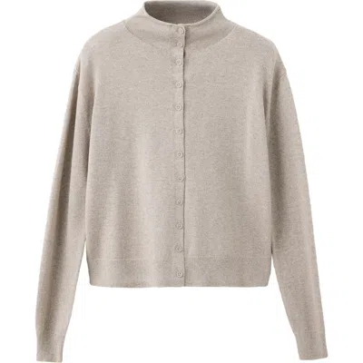 Mango Teen Perkins Collar Cardigan In Neutral