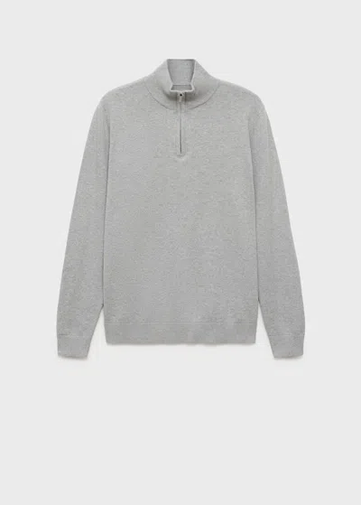 Mango Teen Perkins-neck Sweater Medium Heather Grey In Gray