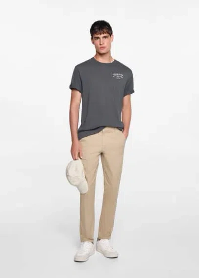 Mango Teen Plain Chino Trousers Beige