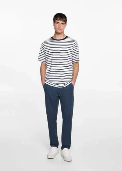 Mango Teen Plain Chino Trousers Dark Navy