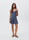 Mango Teen Pleat Printed Dress Navy