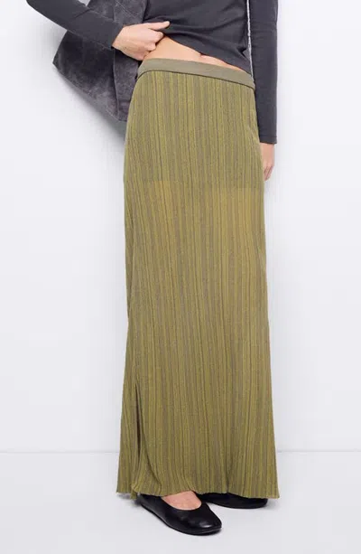 Mango Teen Pleated Knit Maxi Skirt In Green