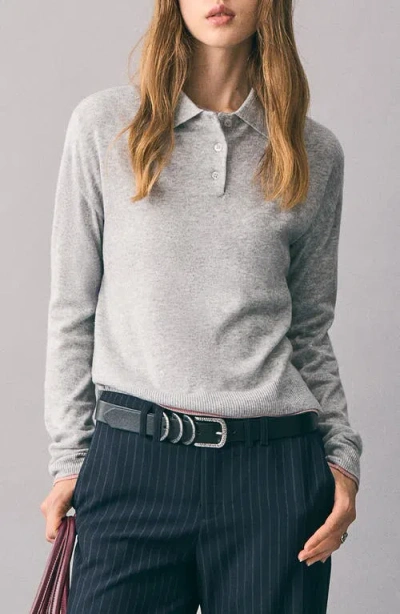 Mango Teen Polo Sweater In Gray