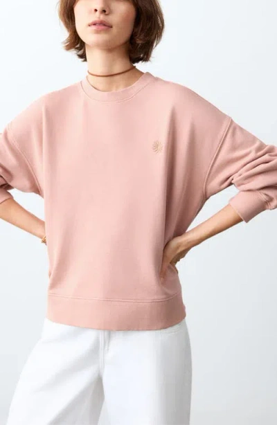 Mango Teen Print Cotton Sweatshirt In Pink