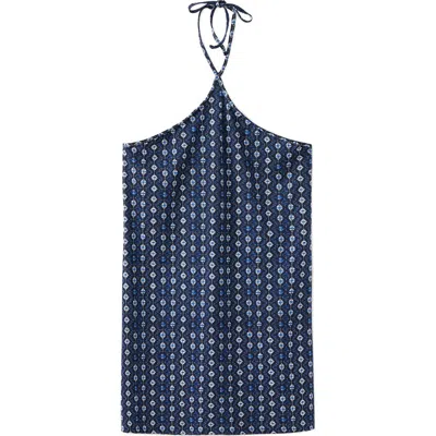 Mango Teen Print Halter Minidress In Blue