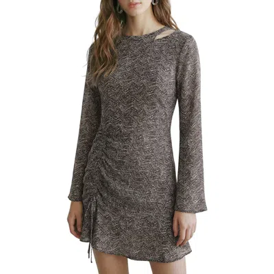 Mango Teen Print Long Sleeve Minidress In Gray