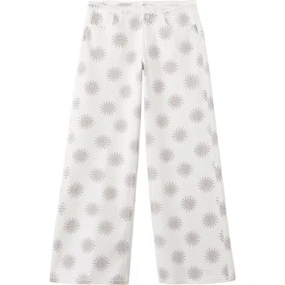 Mango Teen Print Low Rise Wide Leg Jeans In Neutral