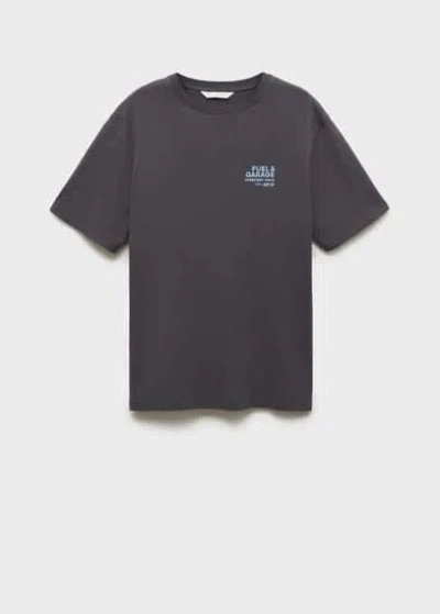 Mango Teen Printed Cotton-blend T-shirt Charcoal