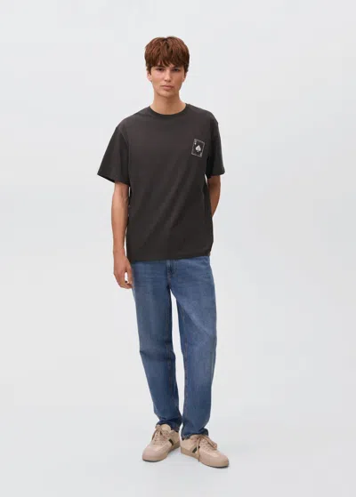 Mango Teen Printed Cotton-blend T-shirt Charcoal In Gray