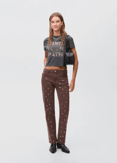 Mango Teen Printed Cotton-blend T-shirt Charcoal In Gray