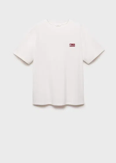 Mango Teen Printed Cotton-blend T-shirt In White